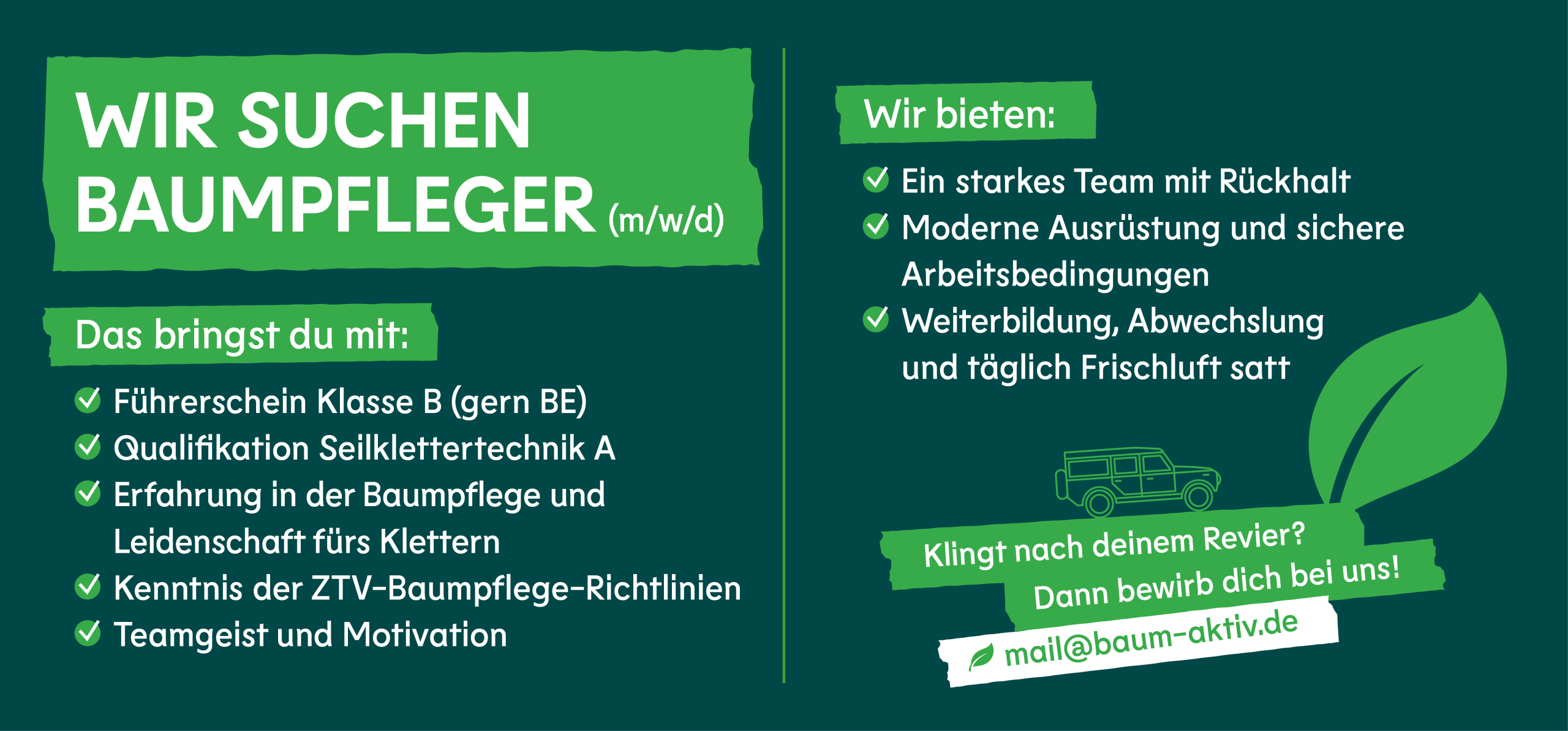 Wir suchen Baumpfleger