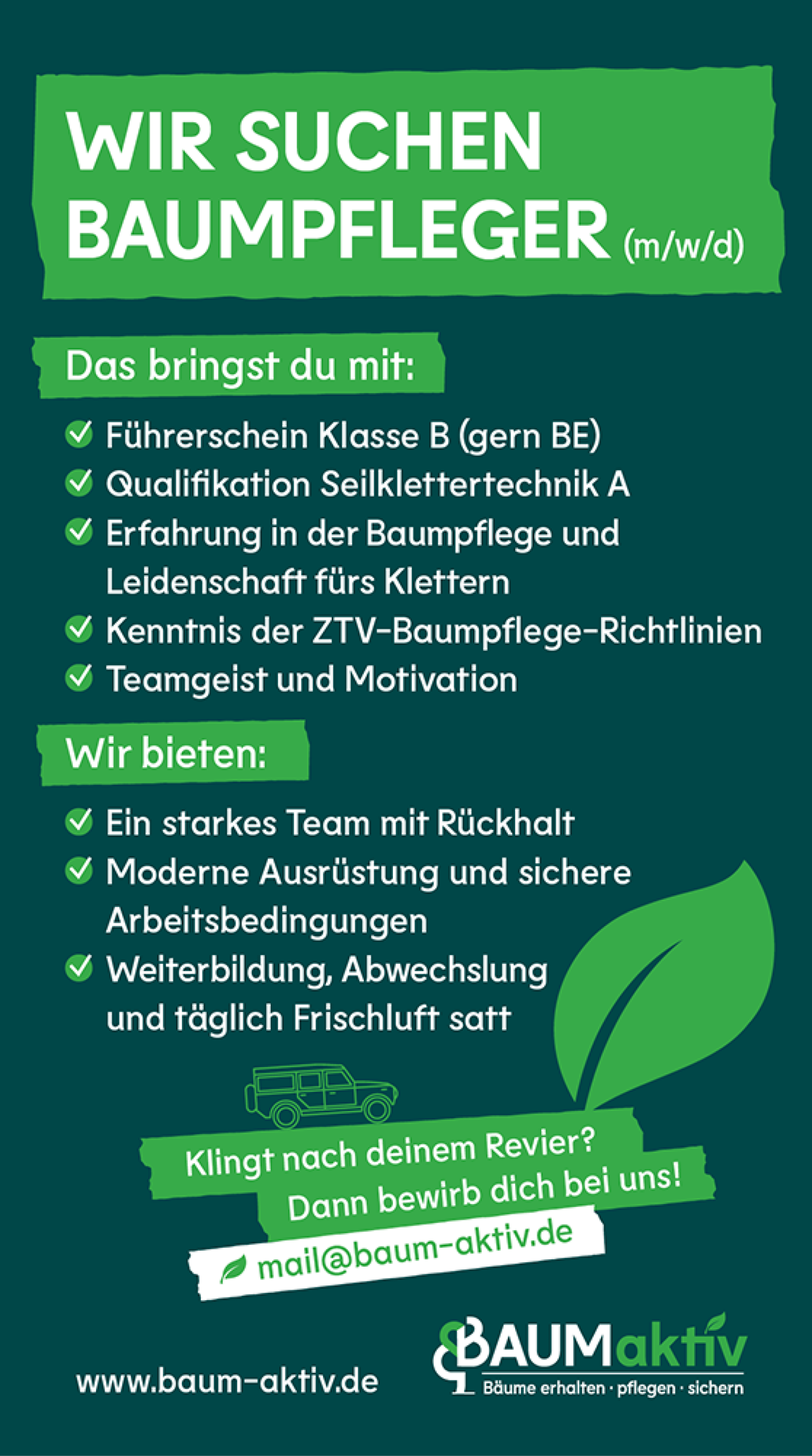 Wir suchen Baumpfleger