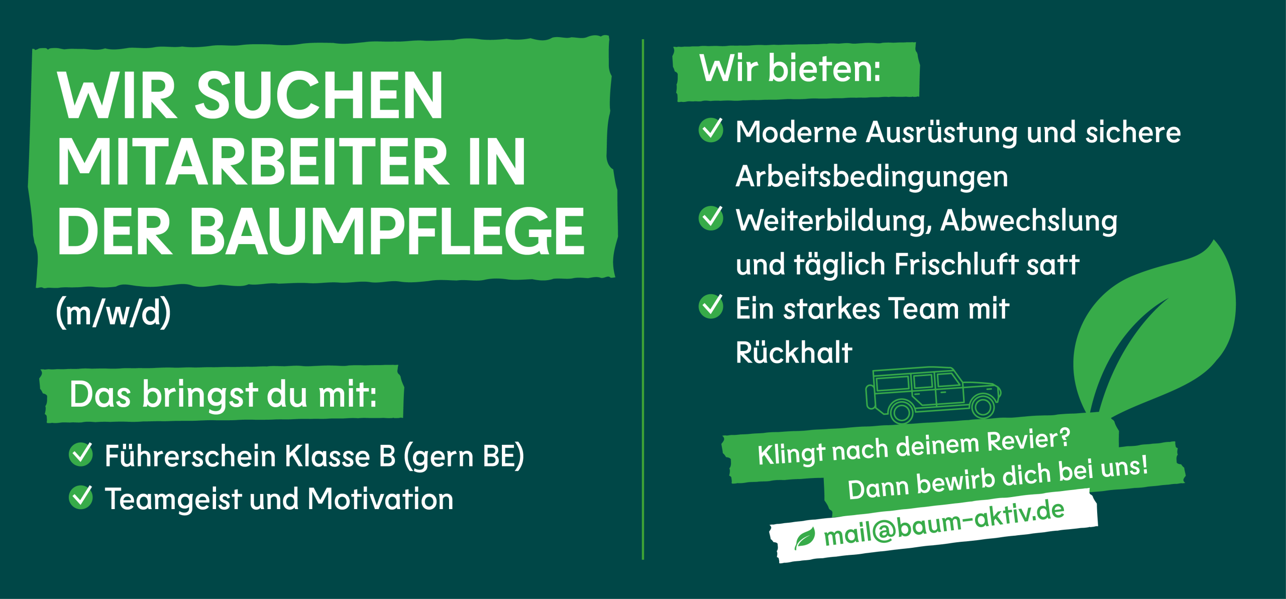 Wir suchen Mitarbeiter-Baumpflege