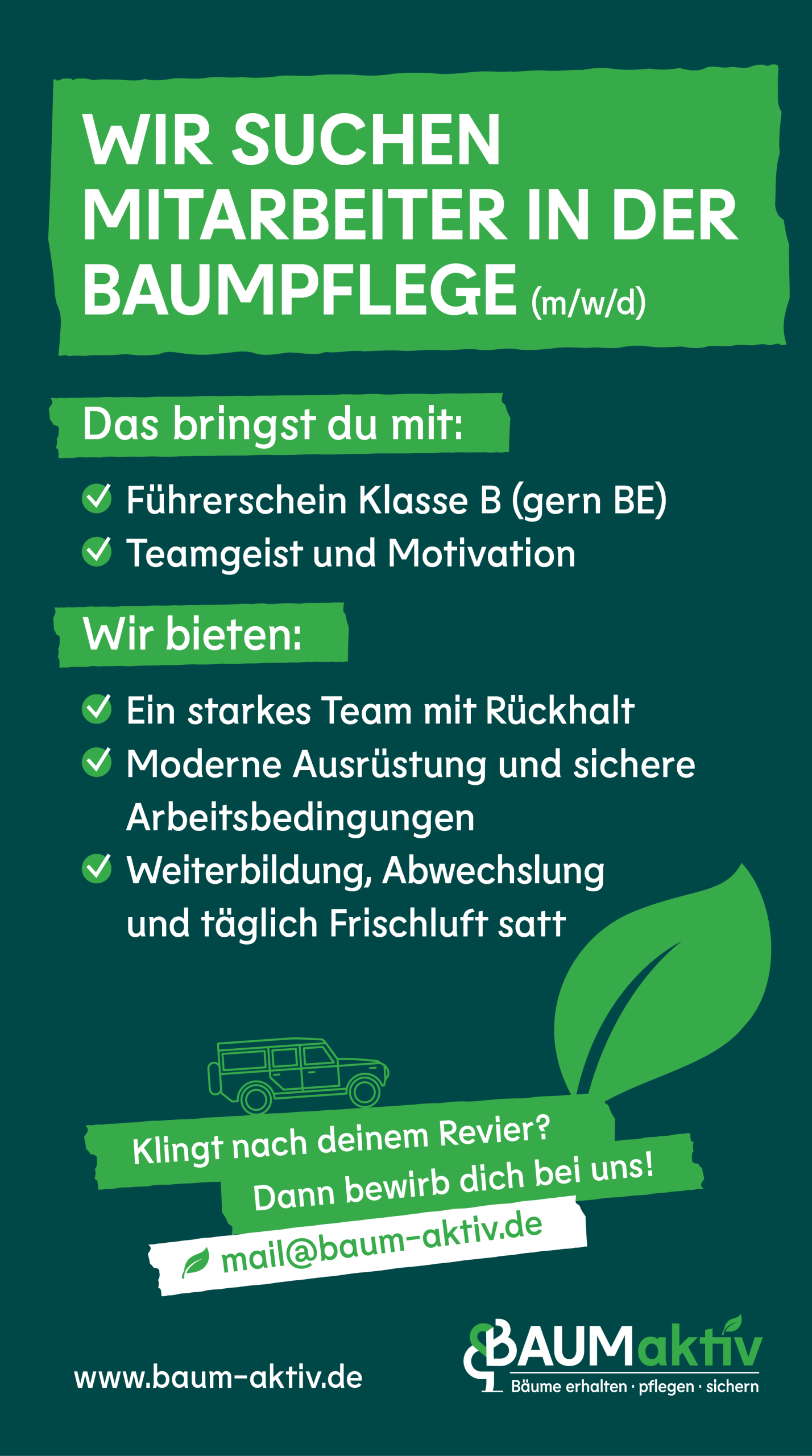 Wir suchen Mitarbeiter-Baumpflege